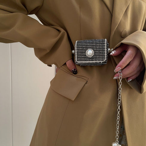 Fashion Belt Rhinestone Mini Crossbody Bag Vintage Waist Bag Waistband Body Jewelry Women Chain Belts - ROUTINE FASHION