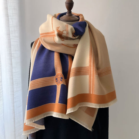 Color Blocking And Matching Cashmere Scarves For Women - ROUTINE FASHION