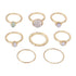 Colorful Stone Metalic Finger Rings Joint Combination Rings For Women Girl Rings - ROUTINE FASHION