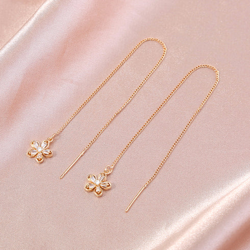 Gold Floral Copper Hardware Tassel Earring Earrings - ROUTINE FASHION