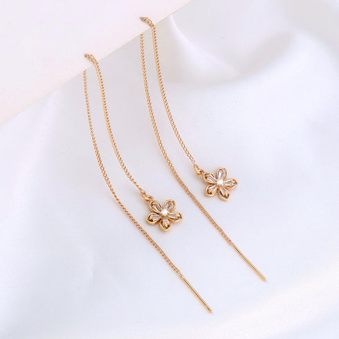 Gold Floral Copper Hardware Tassel Earring Earrings - ROUTINE FASHION