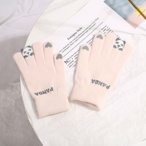 Knitted Gloves Touchscreen Winter Cute Panda Warm Goves For Cycling Women - ROUTINE FASHION