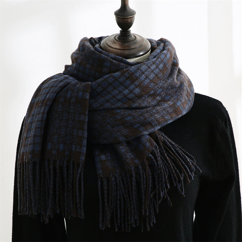 Women's New Thickened Warm Tassel Plaid Cashmere Scarves - ROUTINE FASHION