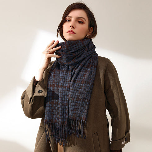 Women's New Thickened Warm Tassel Plaid Cashmere Scarves - ROUTINE FASHION