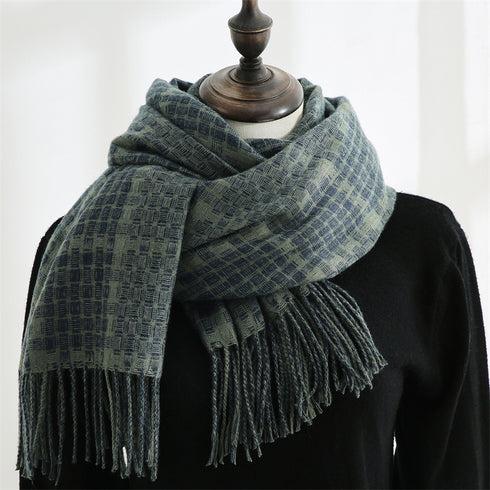 Women's New Thickened Warm Tassel Plaid Cashmere Scarves - ROUTINE FASHION