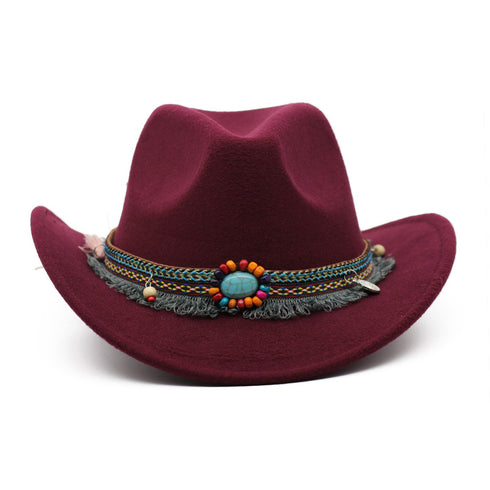 Cowboy Hats Curled Felt Riding Men And Women - ROUTINE FASHION
