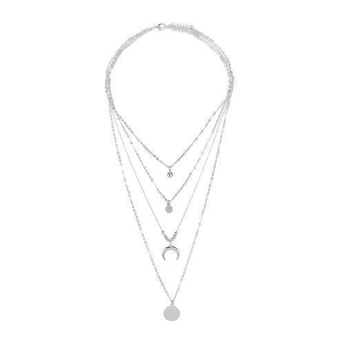 Multi-layer Moon Pendant Necklaces for Women Bohemian Wafer Elegant Necklace - ROUTINE FASHION