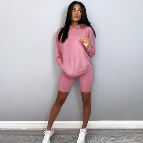 Loose sweatshirt shorts sports two-piece suit women - ROUTINE FASHION