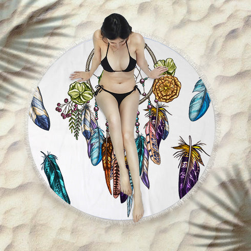 Fringed beach towel round bath towel beach towel - ROUTINE FASHION