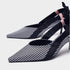 Boussac Stripe Kitten Heel Women Mules Pointed Toe Bowtie Women Sandals High Heels Summer Slip on Shoes Women SWC0112 - ROUTINE FASHION