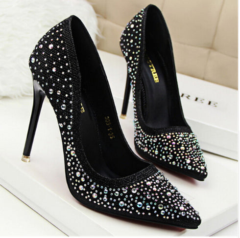 Spring High Heel Women's Wedding Shoes With Crystal Evening Dress Bridal Shoes - ROUTINE FASHION