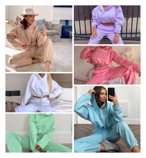 Women Solidcolour Casual Sports 2 Pieces Set Sweatshirt - ROUTINE FASHION
