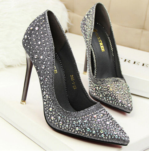 Spring High Heel Women's Wedding Shoes With Crystal Evening Dress Bridal Shoes - ROUTINE FASHION