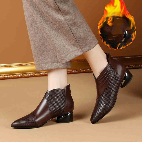 Zip Ankle Boots Plus Size Thick Heel Women's Boots Cotton Boots and Ankle Boots - ROUTINE FASHION