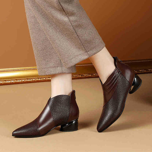 Zip Ankle Boots Plus Size Thick Heel Women's Boots Cotton Boots and Ankle Boots - ROUTINE FASHION