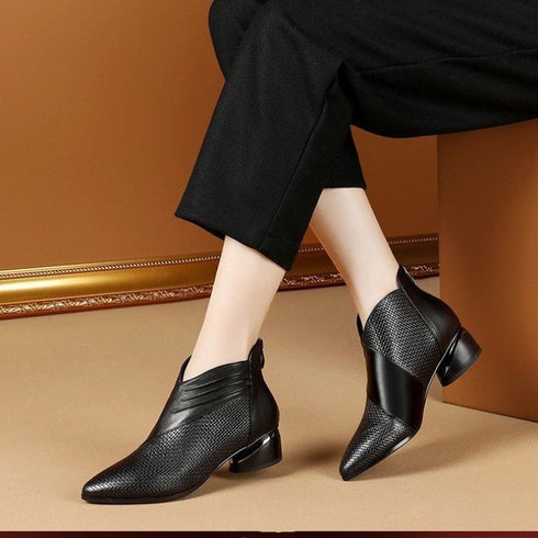 Zip Ankle Boots Plus Size Thick Heel Women's Boots Cotton Boots and Ankle Boots - ROUTINE FASHION