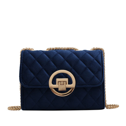 Lingge Embroidery Thread Shoulder Bag Chain Velvet Crossbody Bag - ROUTINE FASHION