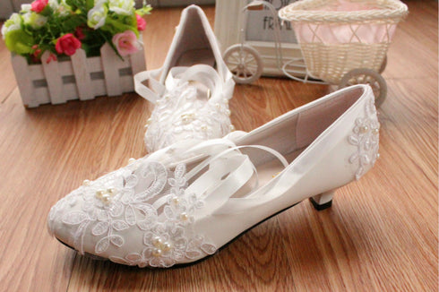 White Large Size Flat Wedding Shoes Bridal Wedding Shoes Bridesmaid Shoes Women - ROUTINE FASHION