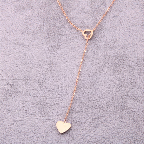 Long Pendant Heart-Shaped Necklaces Pendants For Women Simple Design Necklace Stylish Stainless Steel Jewelry Party Gift - ROUTINE FASHION