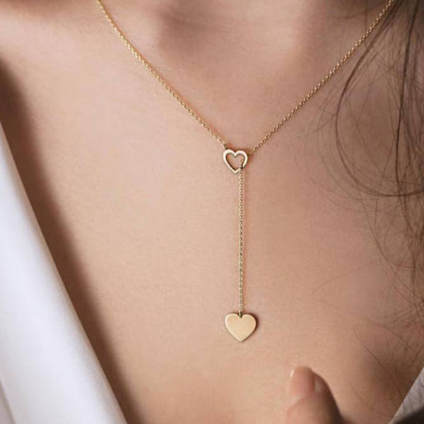 Long Pendant Heart-Shaped Necklaces Pendants For Women Simple Design Necklace Stylish Stainless Steel Jewelry Party Gift - ROUTINE FASHION