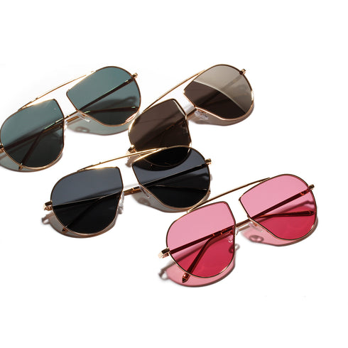 A1166 Polygonal Big Frame Sunglasses, Metal Frame Sunglasses For Women - ROUTINE FASHION