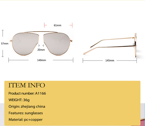 A1166 Polygonal Big Frame Sunglasses, Metal Frame Sunglasses For Women - ROUTINE FASHION