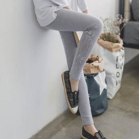 XS-7XL Leggings Women Cotton Lace Decoration Leggings Leggins Plus Size Long Leggings - ROUTINE FASHION