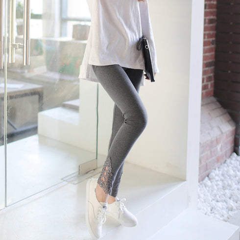 XS-7XL Leggings Women Cotton Lace Decoration Leggings Leggins Plus Size Long Leggings - ROUTINE FASHION