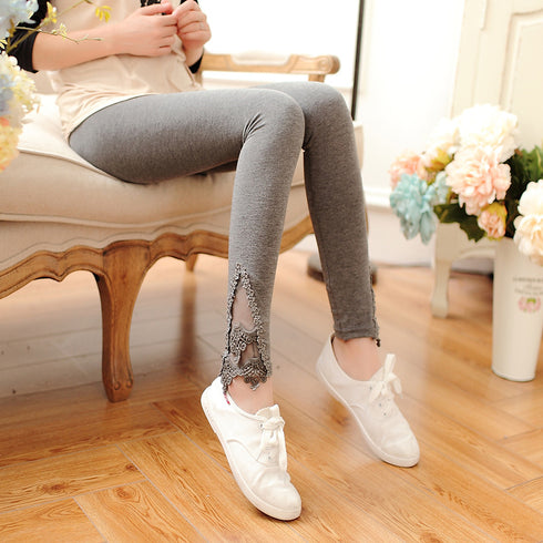XS-7XL Leggings Women Cotton Lace Decoration Leggings Leggins Plus Size Long Leggings - ROUTINE FASHION