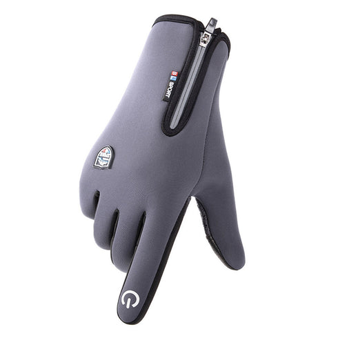 Leather Velvet Gloves Plus Velvet Warm Gloves Touch Screen Non-slip Sports Cycling Gloves - ROUTINE FASHION
