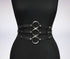 Women Black Leather Waist Belts Sexy Body Harness 3 Layer PU Metal Hoop Patchwork Rivet Belt for Lady - ROUTINE FASHION