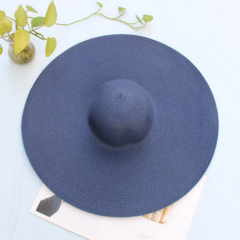 25CM Wide Brim Oversized Beach Hats For Women Large Straw Hat UV Protection - ROUTINE FASHION