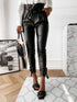 European And American Women Fashion Casual Pu Pants Leather Pants Including Belt - ROUTINE FASHION