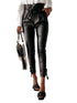 European And American Women Fashion Casual Pu Pants Leather Pants Including Belt - ROUTINE FASHION
