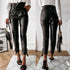 European And American Women Fashion Casual Pu Pants Leather Pants Including Belt - ROUTINE FASHION