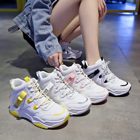 White Running Women Chunky Sport Shoes Woman Spring Summer Platform Sneakers - ROUTINE FASHION
