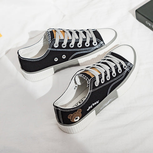 Bear Canvas Shoes For Women Spring New Korean Board Shoes For Female Students - ROUTINE FASHION