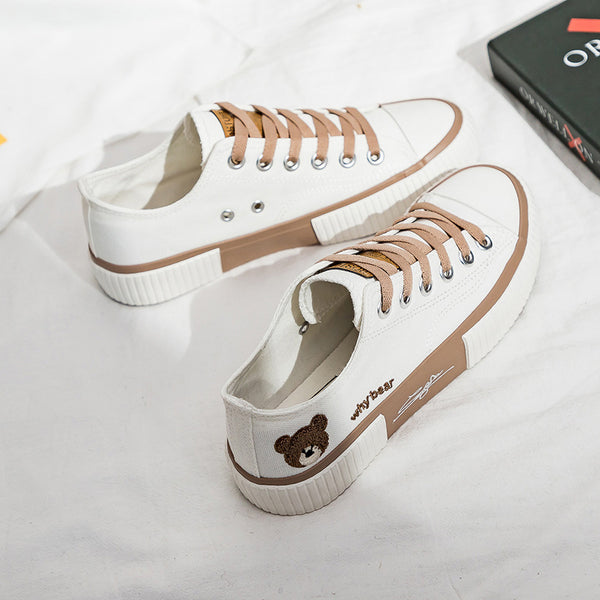 Bear Canvas Shoes For Women Spring New Korean Board Shoes For Female Students - ROUTINE FASHION