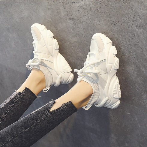 Woman Mesh Surface Breathable Casual Shoes Fashion Woman Lace-up Vulcanized Shoes Platform Comfort Woman Sneakers - ROUTINE FASHION