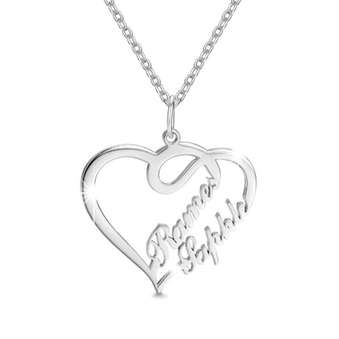 Double Heart Necklace Personalized Necklaces Pendant Gifts Stainless Steel For Women - ROUTINE FASHION