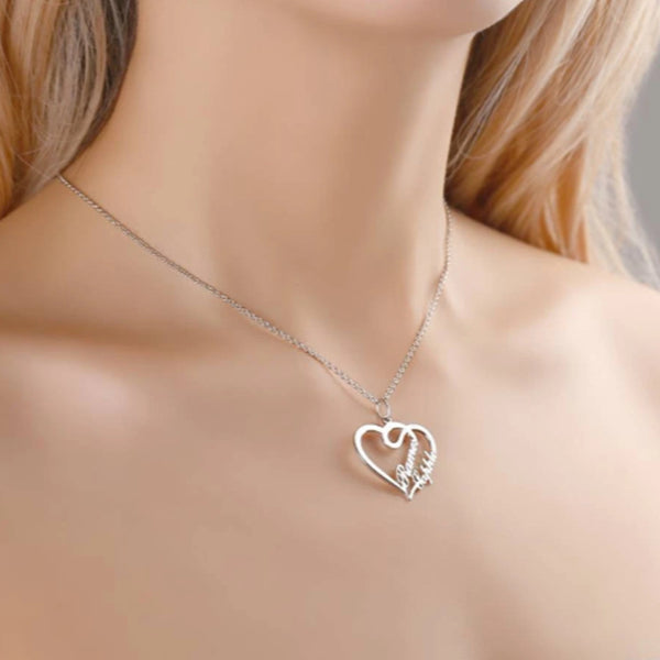 Double Heart Necklace Personalized Necklaces Pendant Gifts Stainless Steel For Women - ROUTINE FASHION