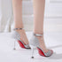 Sequin Pointed High Heels Stiletto Hollow Word Buckle Banquet Bridal Shoes - ROUTINE FASHION