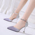 Sequin Pointed High Heels Stiletto Hollow Word Buckle Banquet Bridal Shoes - ROUTINE FASHION