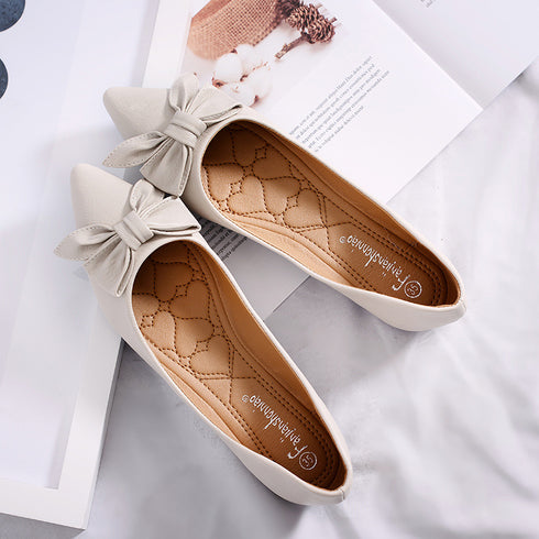 womens flats shoes ballet Leather Pointed toe ballerina - ROUTINE FASHION