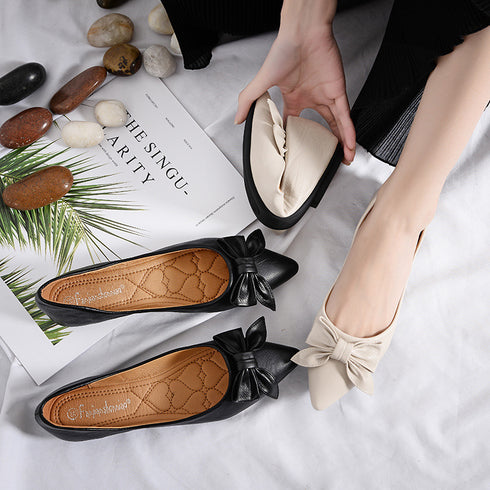 womens flats shoes ballet Leather Pointed toe ballerina - ROUTINE FASHION