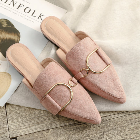 Womens Flats Shoes Mules Slippers Decoration Metal - ROUTINE FASHION