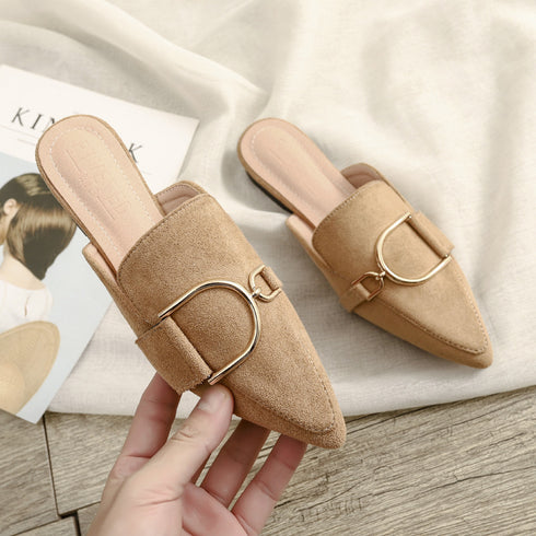 Womens Flats Shoes Mules Slippers Decoration Metal - ROUTINE FASHION