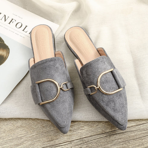 Womens Flats Shoes Mules Slippers Decoration Metal - ROUTINE FASHION