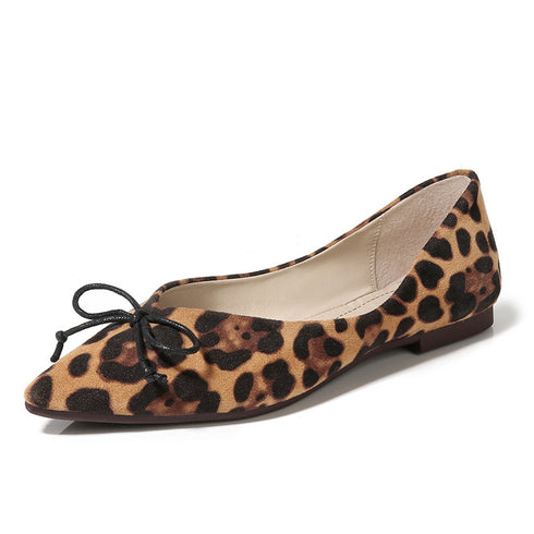 Women flats Shoes Leopard Pattern Slip On ballerina Pointed Toe Suede - ROUTINE FASHION