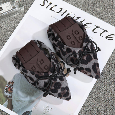 Women flats Shoes Leopard Pattern Slip On ballerina Pointed Toe Suede - ROUTINE FASHION